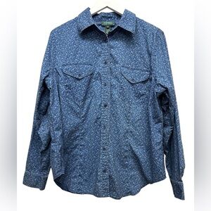 Lauren Ralph Lauren Women’s Blue Button-Up Shirt Top Blouse Sz 1X